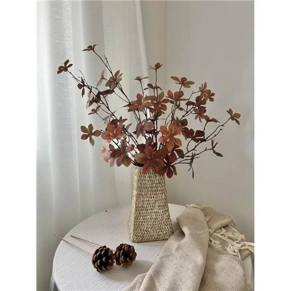 3pcs Artificial‎ Eucalyptus Leaves - Silk Greenery for Home Fall Decor, Brown